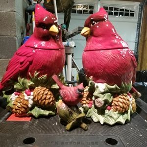 Cracker Barrel Cardinal Cookie Jars Set!